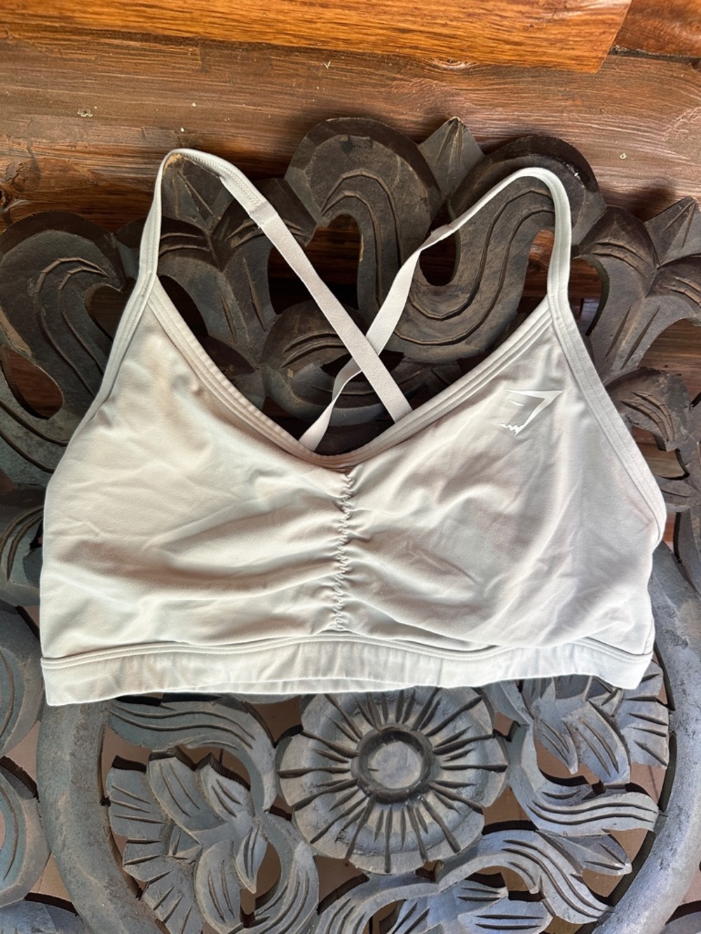 Gymshark Light Gray Seamless Cross-Back Sports Bra